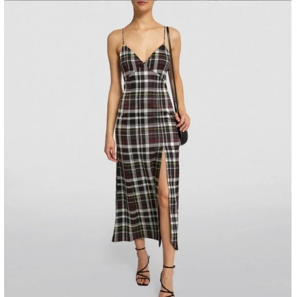 Alice + Olivia | Dresses | Nwt Alice Olivia Julietta Plaid Side Slit  Slipdress | Poshmark